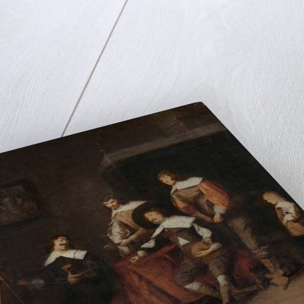 An artist painting the portrait of a young lord in Antwerp by Joos van Craesbeeck