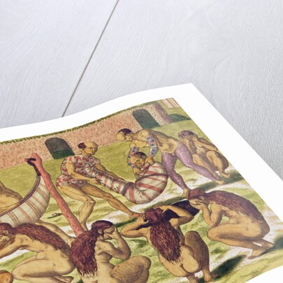 Americae Tertia Pars, The little King Pipo Jep Wasu returns home sick, 1562 by Theodor de Bry