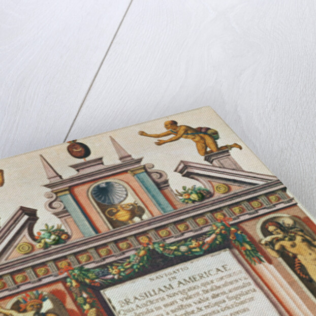 Navigatio in Brasiliam Americae. Frontispiece, 1563 by Theodor de Bry