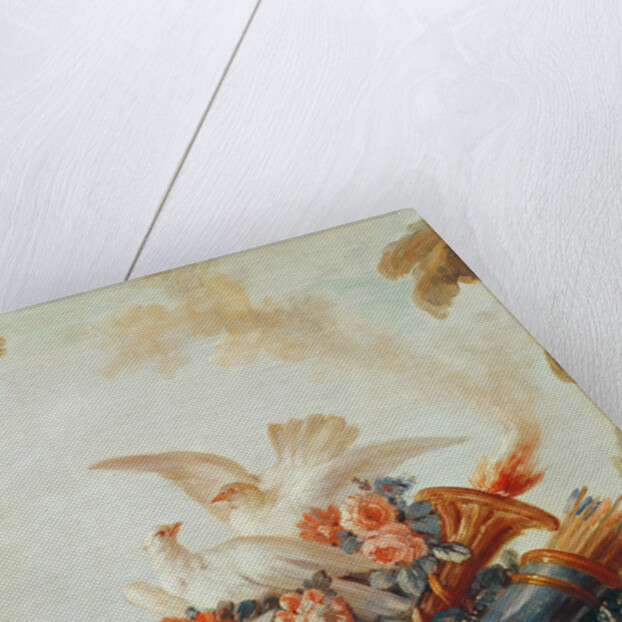 Salon of the Print-maker Gilles Demarteau, above the door: doves and sheet music, c.1750-65 by Francois Boucher
