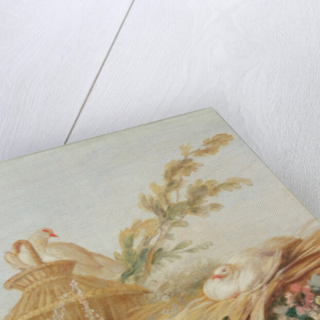 Salon of the Print-maker Gilles Demarteau, above the door; doves sitting their eggs in the hay, 1750-65 by Francois Boucher