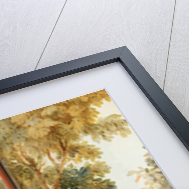 Salon of the print-maker Gilles Demarteau, two panels 1. dog and sheep 2. planted Orange tree with pecking doves by Jean-Baptiste Huet