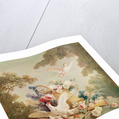 Salon of the Print-maker Gilles Demarteau, above the door: columns, a basket of roses and a torch by Jean-Baptiste Huet