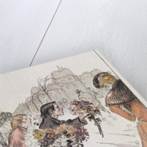 Florists walking around the outer Boulevards by Theophile Alexandre Steinlen