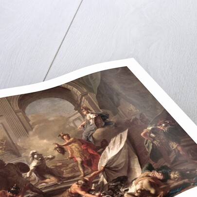 Perseus, under the protection of Minerva, turns Phineus to stone by brandishing the head of Medusa by Jean-Marc Nattier