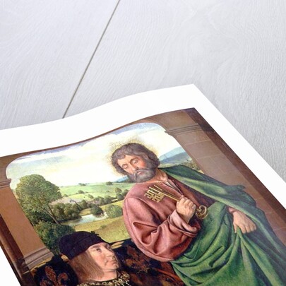 Peter II Duke of Bourbon presented by St. Peter, left hand wing of a triptych, c.1492-93 by (fl.c.1483-c.1529) Master of Moulins