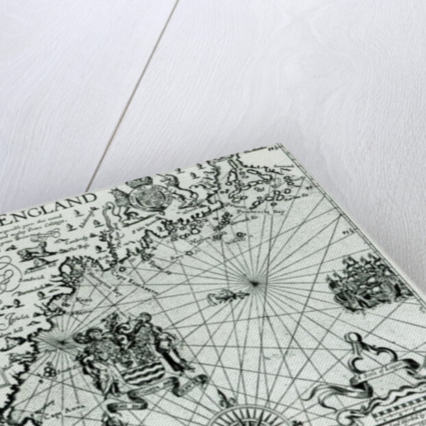 Map of the New England coastline in 1614 by John Smith