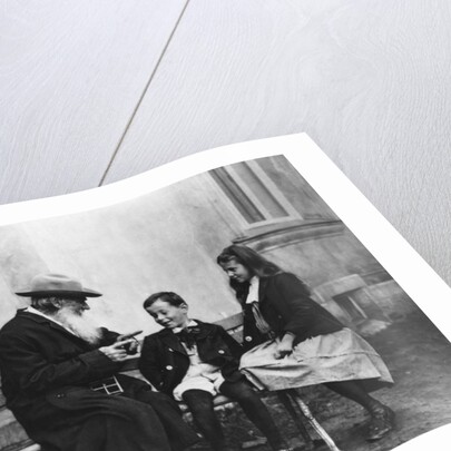 Portrait of Lev Nikolaevich Tolstoy with his Grandchildren by Russian Photographer