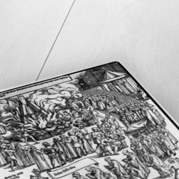 The Burning of the Remains of Martin Bucer and Paul Fagius on Market Hill in Cambridge in 1557 by English School