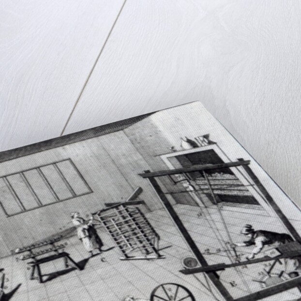 The Second Plate of the Woollen Manufacture Exhibiting the Art of Spinning, Reeling, Warping and Weaving Woollen Cloth by English School