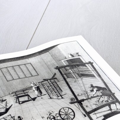 The Second Plate of the Woollen Manufacture Exhibiting the Art of Spinning, Reeling, Warping and Weaving Woollen Cloth by English School