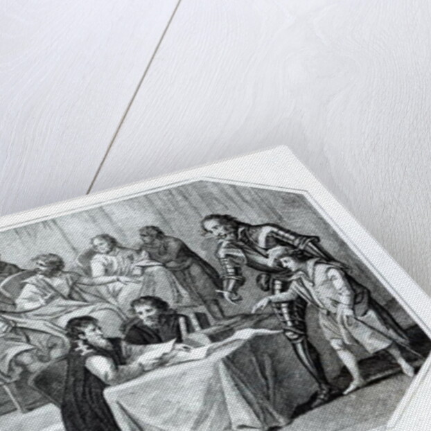 The Earl of Pembroke Presenting Henry III to the Barons, 1216 engraved by Saunders by Benezach Benezach