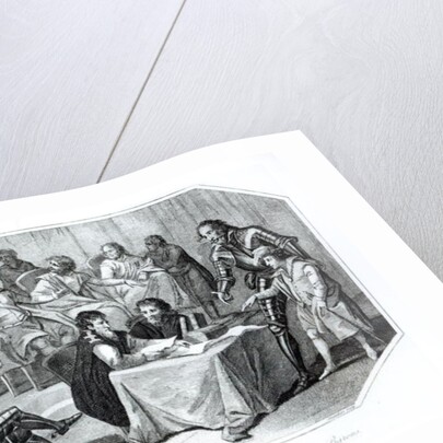The Earl of Pembroke Presenting Henry III to the Barons, 1216 engraved by Saunders by Benezach Benezach