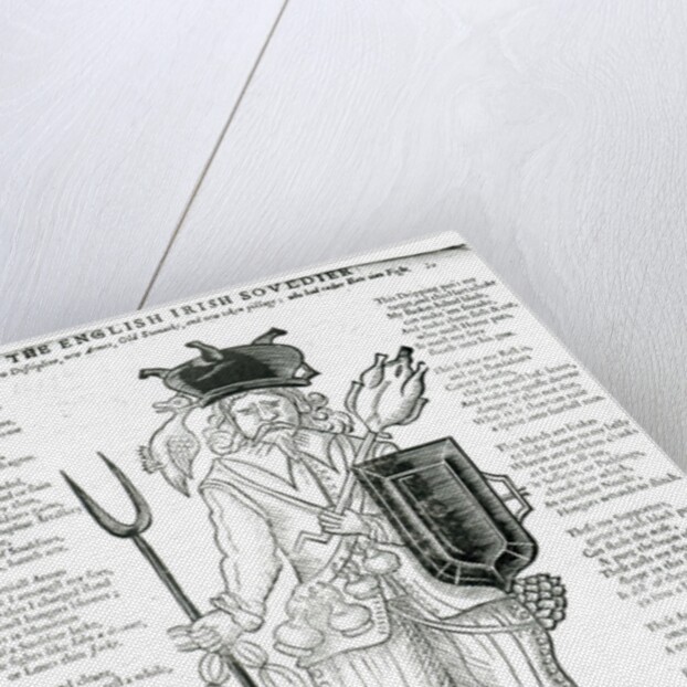 The English Irish Soldier, with his New Discipline, New Arms, Old Stomach, and New Taken Pillage: Who had Rather Eat than Fight, satirical broadsheet, pub. 1642 by English School