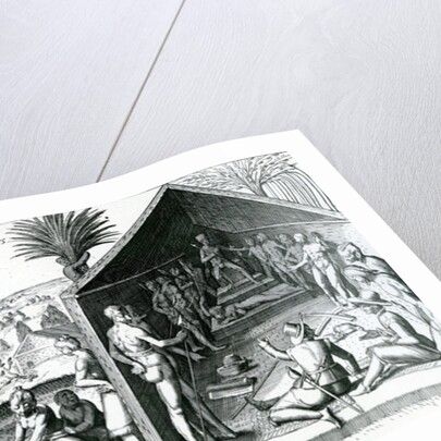 The king receiving European visitors, Cape Lopez, Gabon, Africa, 16th century by Theodor de Bry