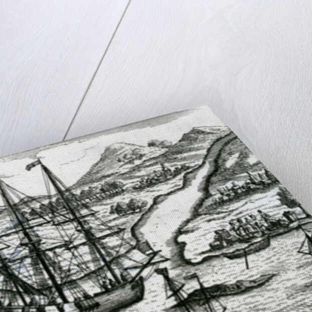Robinson Crusoe Escaping Cambodia Enters a Port in the North part of China, 1722 by English School
