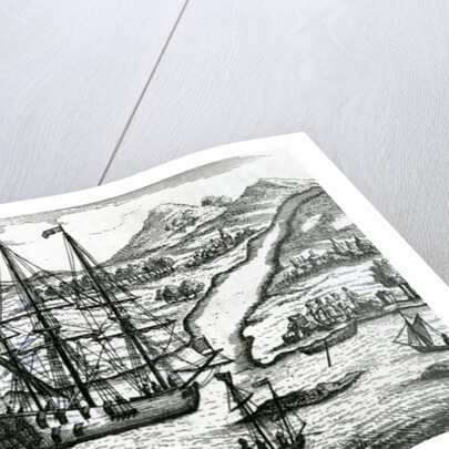 Robinson Crusoe Escaping Cambodia Enters a Port in the North part of China, 1722 by English School