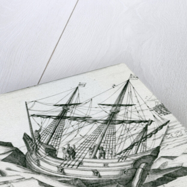 Sailing ship stranded on Iceberg by Theodor de Bry