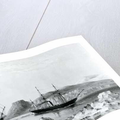 HMS Assistance in Tow of Pioneer passing John Harrow Mount, North Wellington Channel in 1853 by English School