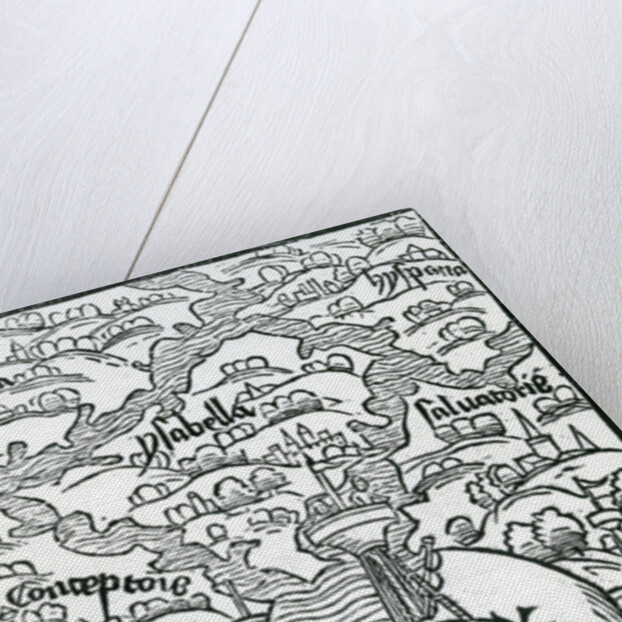 Map describing the islands of Salvador, Espanola, Fernanda, Isabella and Conception, 1493 by Christopher Columbus