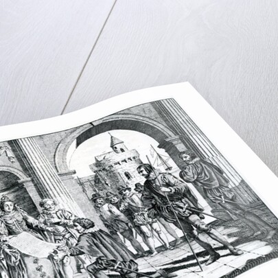 Christopher Columbus presenting an account of his discovery of America to the King and Queen of Spain by Charles Grignion