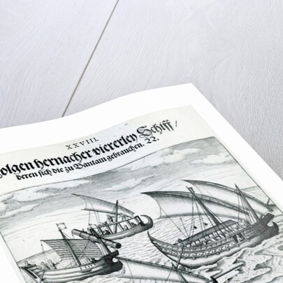 Four Sailing Boats from 'India Orientalis', 1598 by Theodor de Bry