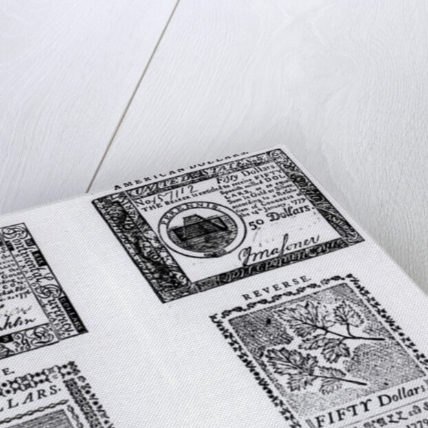 Notes of Currency issued by the Continental Congress during the American Revolution, 1776-9 by American School