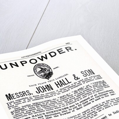 Advertisement for Gunpowder by Messrs. John Hall & Son by English School