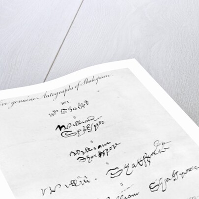 Five Genuine Autographs of William Shakespeare by Anonymous