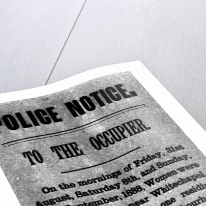 Police Notice to the Occupier Relating to Murders in Whitechapel, 30th September 1888 by English School