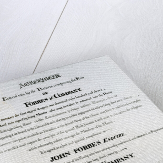 Partners agreement for Forbes & Company, Bombay, 1811 by Scottish School