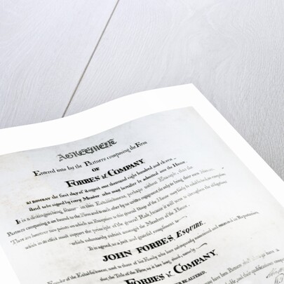 Partners agreement for Forbes & Company, Bombay, 1811 by Scottish School