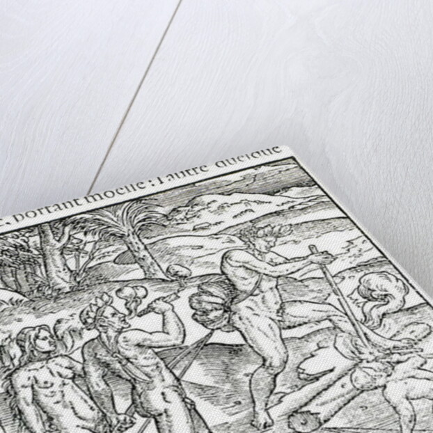 Indian Natives Making Fire After Hunting by Jacques (d.1587/88) (after) Le Moyne