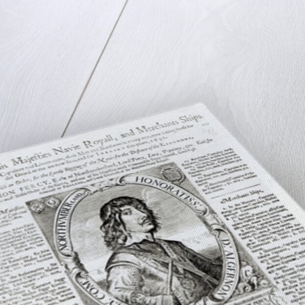 Portrait of Algernon Percy, tenth Earl of Northumberland accompanied by a list of his Majesty's Royal Navy, 1642 by English School