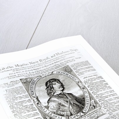 Portrait of Algernon Percy, tenth Earl of Northumberland accompanied by a list of his Majesty's Royal Navy, 1642 by English School