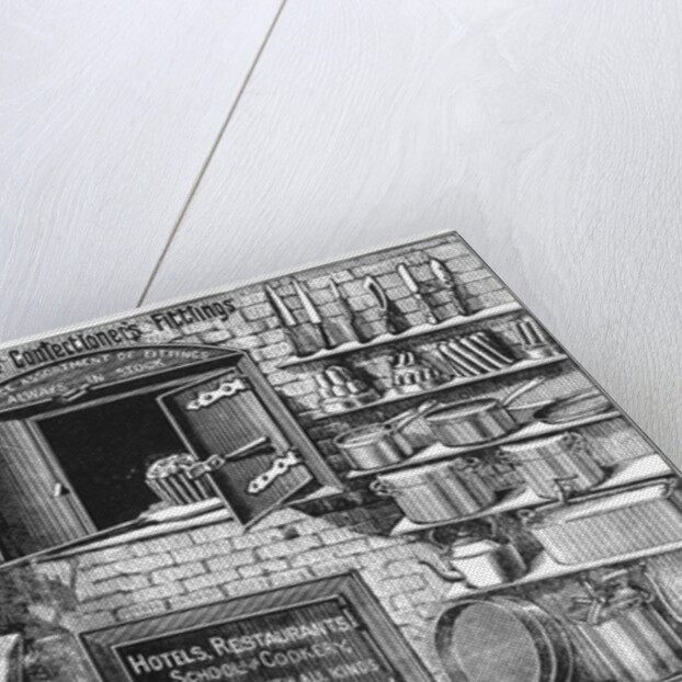 Advertisement for Lomas and Co., suppliers of kitchen equipment by English School