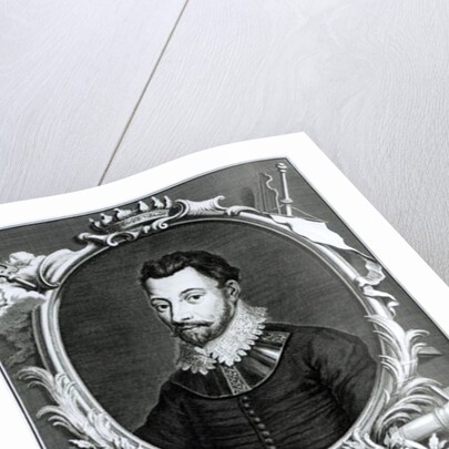 Portrait of Sir Francis Drake engraved by Jacobus Houbraken by English School
