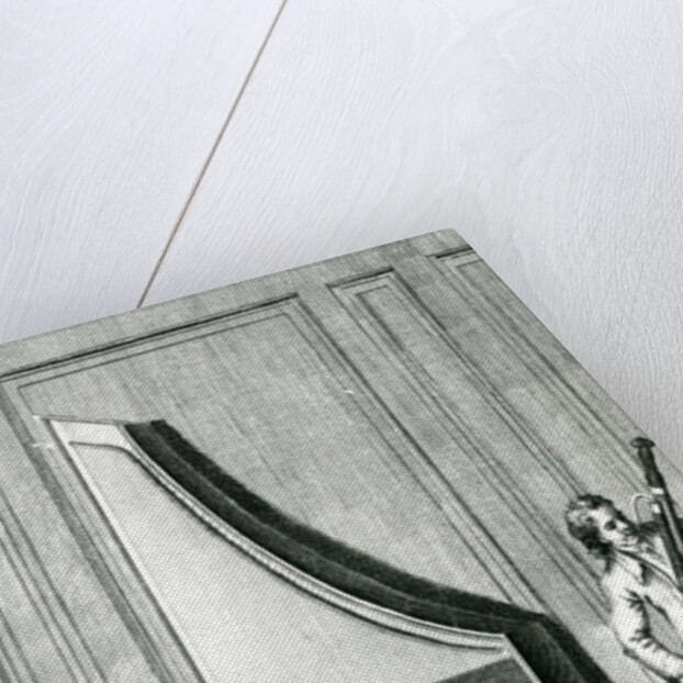 Musicians playing an upright clavicord and a bassoon by French School