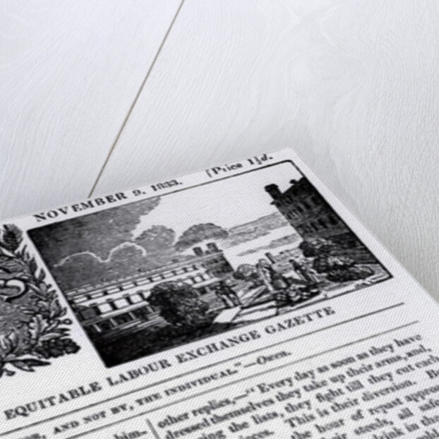 Front page of the 'National Co-operative Trades' Union and Equitable Labour Exchange Gazette', 9 November 1833 by English School