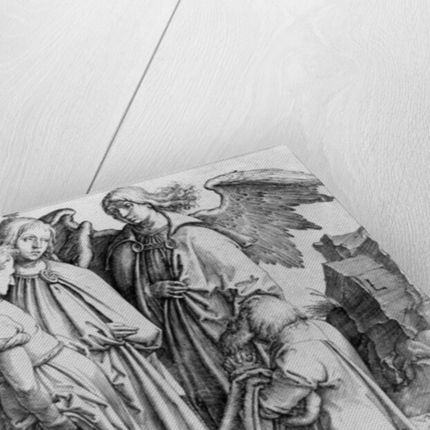 Saint kneeling before angels by English School