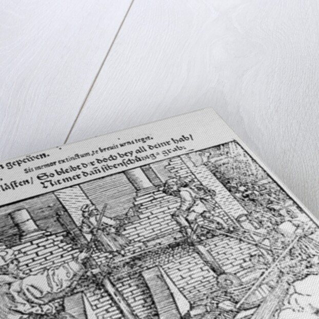 Stonemasons at work by German School