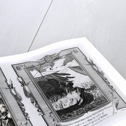 A Bookseller Burnt at Avignon in France for Selling Bibles in the French Tongue with Some of Them Tied round his Neck and Four Score Christian Ministers Burnt together in a Ship by School English