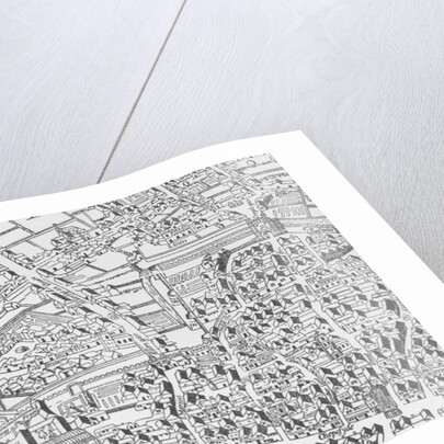 Detail of London Wall East of Smithfield from Civitas Londinium by Ralph Agas