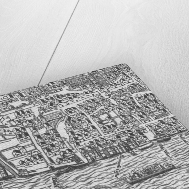 Detail of River Thames and St Paul's Cathedral from Civitas Londinium by Ralph Agas