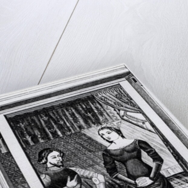 Lancelot and Guinivere, from a manuscript containing the Arthurian Legend by French School