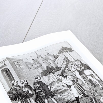 John de Mandeville taking leave of King Edward III before his departure by French School