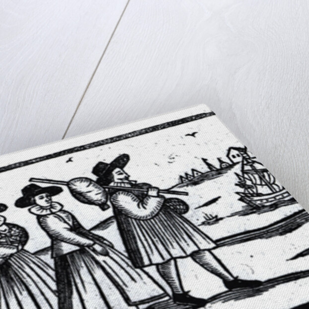 Pilgrims set sail on the Mayflower by English School