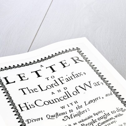 Letter to Lord Fairfax from Gerrard Winstanley on behalf of the Diggers at St. George Hill, Surrey, printed 1649 by English School