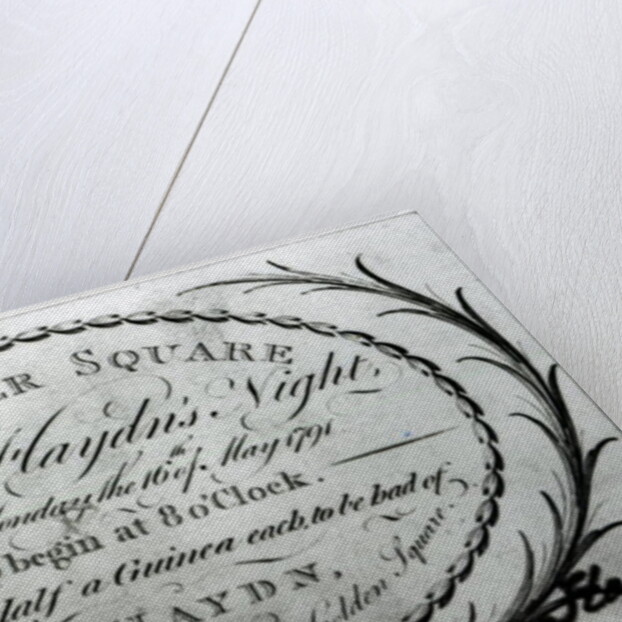 Ticket to 'Mr. Haydn's Night' in Hanover Square, 16th May 1791 by English School