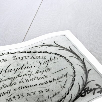 Ticket to 'Mr. Haydn's Night' in Hanover Square, 16th May 1791 by English School